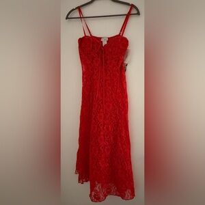 Chic Red Lace Night Gown